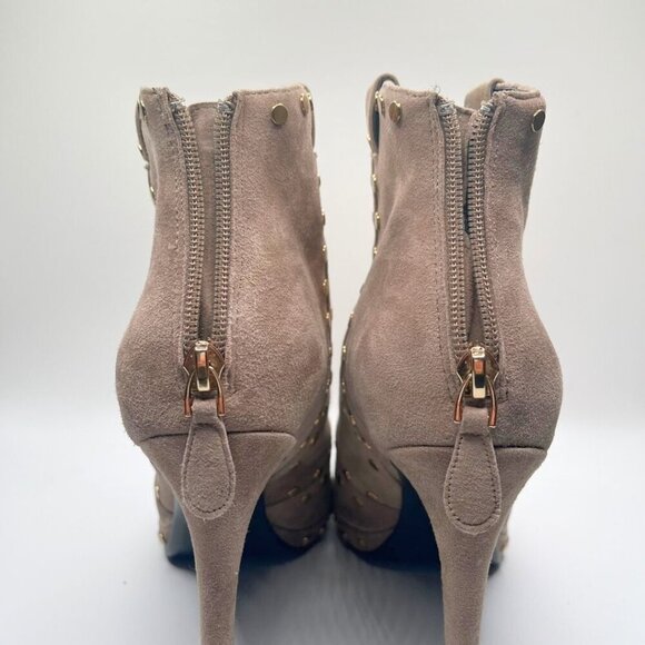LOLA CRUZ PHOENIX TAUPE GREY STUDDED STILETTO HEELS POINTED TOE BOOTIES - 40 (9) - Picture 9 of 12